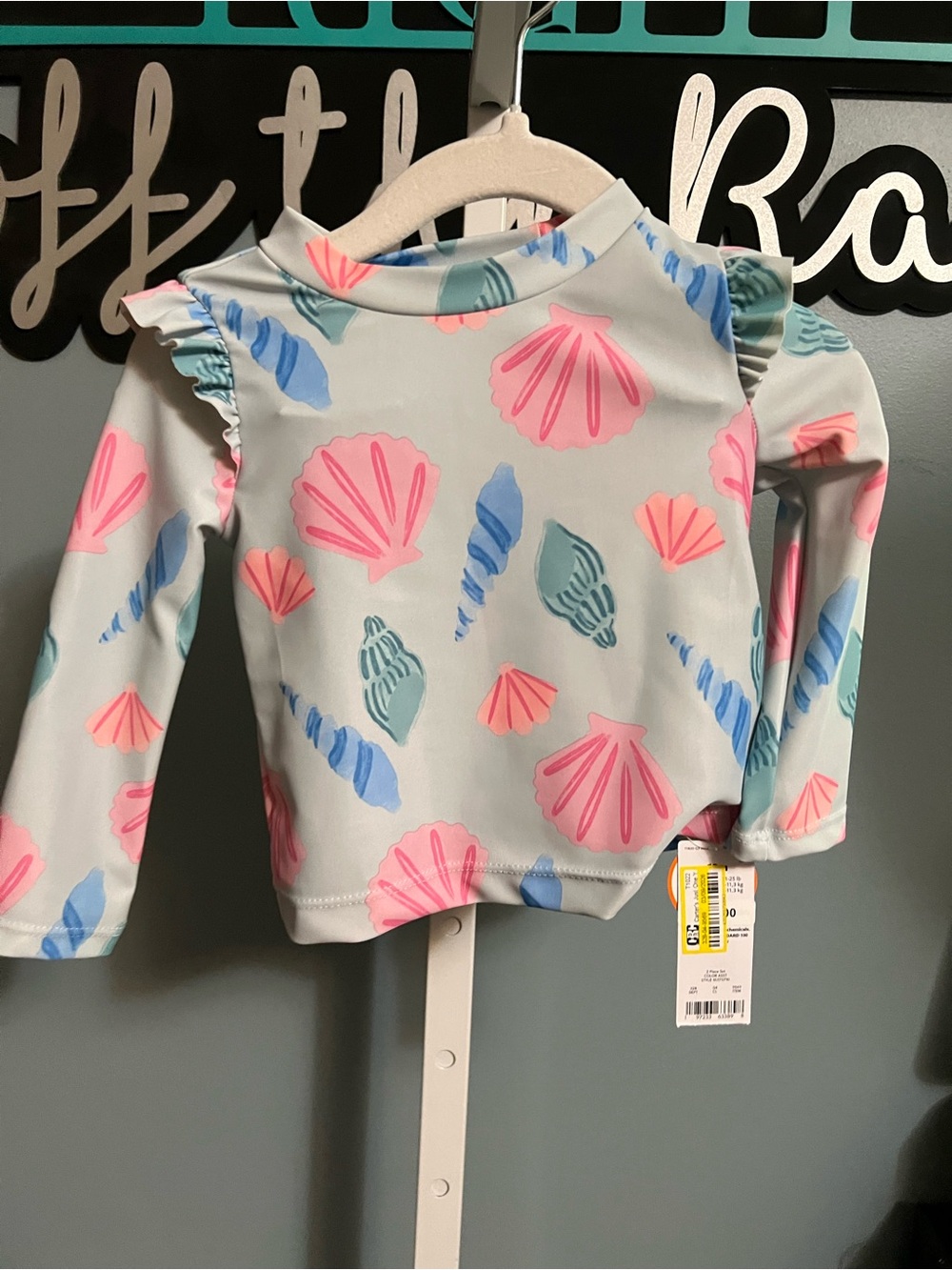 Carter’s Just One You  Long-Sleeve Swim Top and Bikini Pink & Blue Seashells